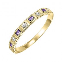 Gems One 14Kt Yellow Gold Diamond (1/12Ctw) & Amethyst (1/8 Ctw) Ring