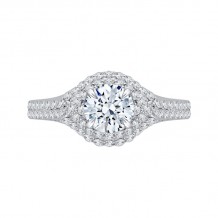 Shah Luxury 14K White Gold Round Diamond Halo Engagement Ring (Semi-Mount)