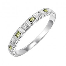Gems One 10Kt White Gold Diamond (1/10Ctw) & Peridot (1/6 Ctw) Ring