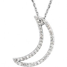 14K White 1/5 CTW Diamond Crescent Moon 16 Necklace