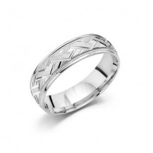 10K White Gold Comfort Feel Engraved Men's Wedding Band