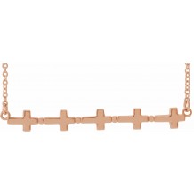 14K Rose Sideways Cross Bar 18 Necklace