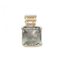 14K Yellow Gold 14X14 Square Praseolite Pendant