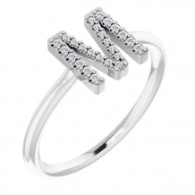 14K White .07 CTW Diamond Initial M Ring