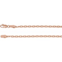14K Rose 2.5 mm Diamond-Cut Cable 7 Chain