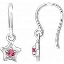 14K White 3 mm Round October Youth Star Birthstone Earrings