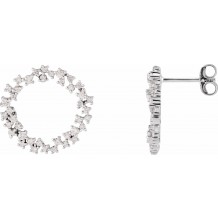 14K White 3/4 CTW Diamond Circle Earrings