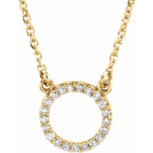 14K Yellow 1/10 CTW Diamond Circle 16 Necklace