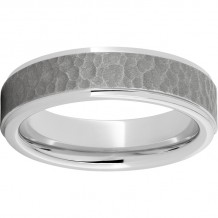 Serinium Flat Grooved Edge Band with a Sandblasted Moon Finish