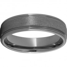 Rugged Tungsten  6mm Rounded Edge Band with Stone Finish