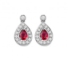 Gems One 14Kt White Gold Diamond (1/6Ctw) & Ruby (1/4 Ctw) Earring