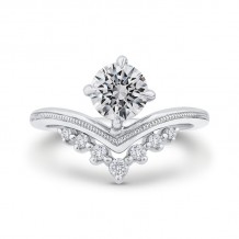 Shah Luxury 14K White Gold Round Cut Diamond Engagement Ring (Semi-Mount)