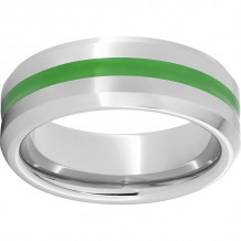 Serinium Beveled Edge Band with a 2mm Green Enamel Inlay