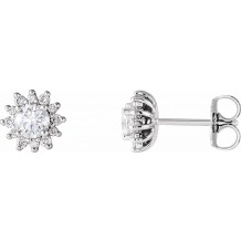 14K White 1/2 CTW Diamond Halo-Style Earrings