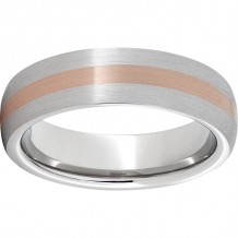 Serinium Domed Band with a 2mm 14K Rose Gold Inlay and a Satin Finish