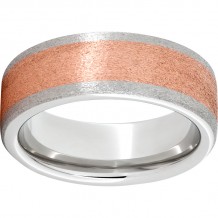 Serinium Pipe Cut Band with a 5mm 14K Rose Gold Inlay with a Stone Finish