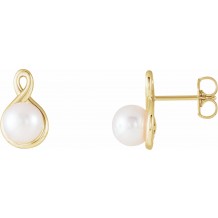 14K Yellow Pearl Earrings