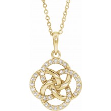 14K Yellow 1/8 CTW Diamond Five-Fold Celtic Necklace