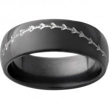 Black Zirconium Domed Band with Milled Baseball Stitch.