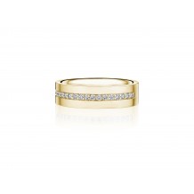 Henri Daussi 6mm Men's Wedding Band MB133 14k Gold Yellow 0.31 Ctw.