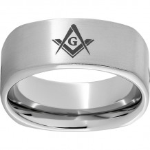 Serinium Square Band with Satin Finish and Masonic Laser Engraving