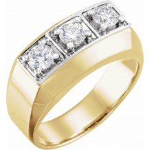 14K Yellow & White 1 CTW Diamond Men's Ring