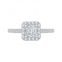 Shah Luxury 14K White Gold Princess Diamond Halo Engagement Ring (Semi-Mount)
