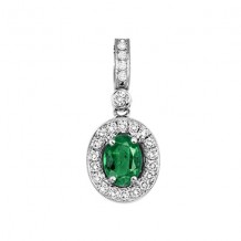 Gems One 14Kt White Gold Diamond (1/8Ctw) & Emerald (5/8 Ctw) Pendant