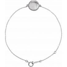 14K White Beaded 6.5-7.5 Bracelet