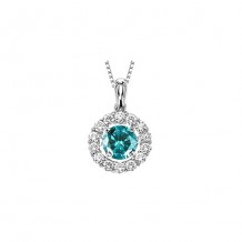 14K White Gold 3/4ct Blue & White Diamond Rhythm Of Love Pendant