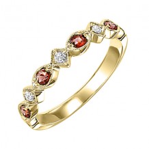 Gems One 14Kt Yellow Gold Diamond (1/20Ctw) & Garnet (1/6 Ctw) Ring