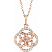 14K Rose 1/8 CTW Diamond Five-Fold Celtic Necklace