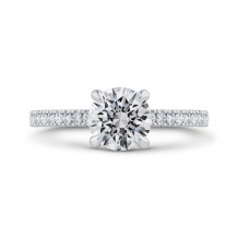 Shah Luxury 14K White Gold Round Cut Diamond Solitaire Plus Engagement Ring (Semi-Mount)