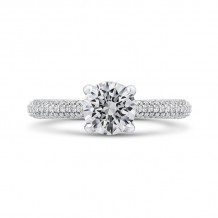 Shah Luxury 14K White Gold Round Cut Diamond Classic Engagement Ring (Semi-Mount)