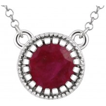 14K White Ruby July 18 Birthstone Necklace