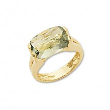 14K Yellow Gold Cushion Praseolite Ring