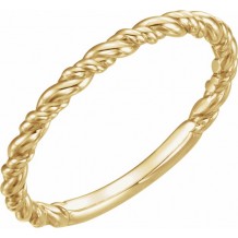 14K Yellow Stackable Rope Ring