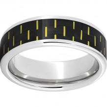 Serinium Pipe Cut Band with Black and Yellow Carbon Fiber Inlay