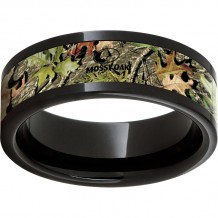 Black Diamond Ceramic Pipe Cut Band with Mossy Oak Obsession Inlay