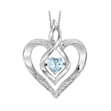 Gems One Silver Diamond (1/50 Ctw) & Created-Aquamarine (1/4 Ctw) Pendant