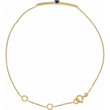 14K Yellow Blue Sapphire & .07 CTW Diamond Bar 5-7 Bracelet