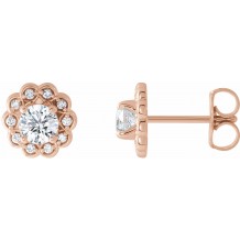 14K Rose 5/8 CTW Diamond Halo-Style Earrings