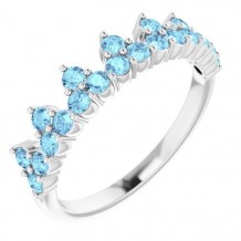 14K White Aquamarine Crown Ring