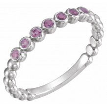 14K White Amethyst Stackable Ring