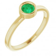 14K Yellow 4.5 mm Round Emerald Ring