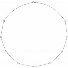 14K White 4 mm Round Cubic Zirconia Station 18 Necklace