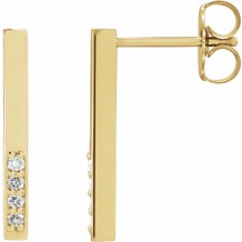 14K Yellow .07 CTW Diamond Bar Earrings