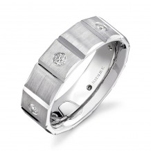 14k White Gold Bezel Round Diamond Men's Band