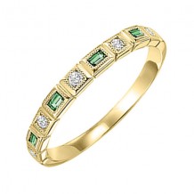 Gems One 14Kt Yellow Gold Diamond (1/10Ctw) & Emerald (1/8 Ctw) Ring