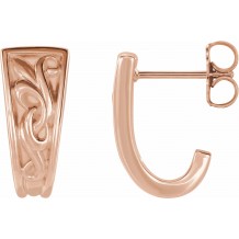 14K Rose Vintage-Inspired J-Hoop Earrings